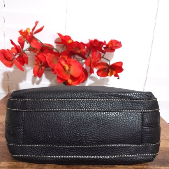 Y2k Liz Claiborne Black Poly Vinyl Tote Bag Minimalist Classic Pretty Style - Picture 8 of 11